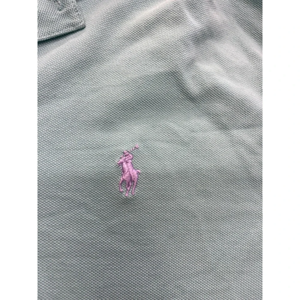 Polo Ralph Lauren Men Classic Fit Mint‎ Green Pique Shirt Large Lavender Pony